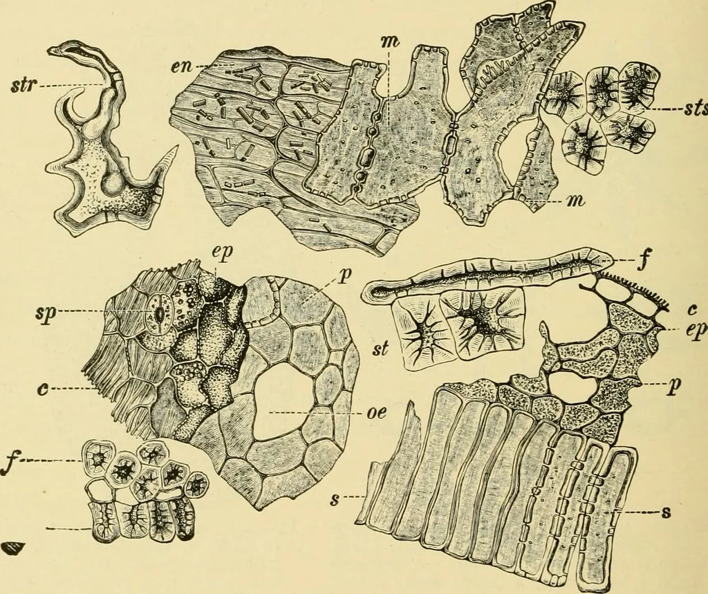 An illustration from The microscopy of vegetable foods, with special reference to the detection of adulteration and the diagnosis of mixtures, 1916, leaf 587