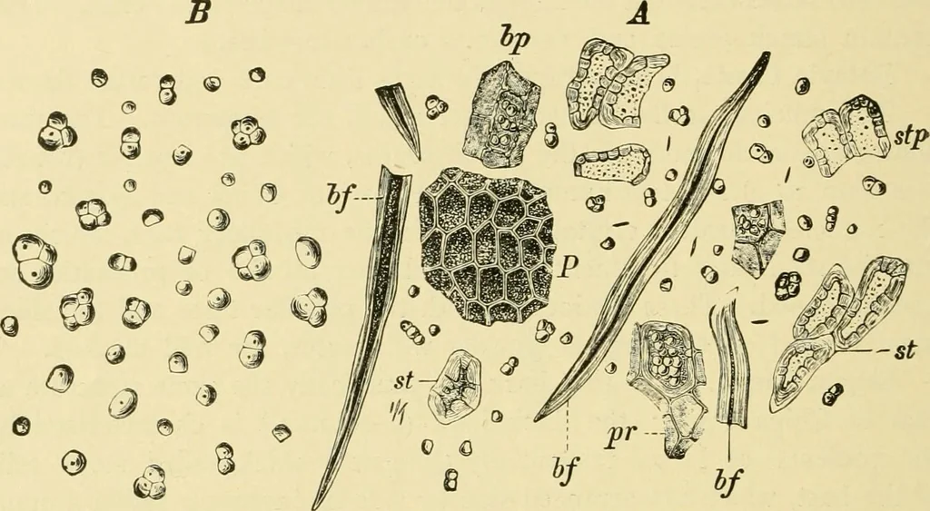 An illustration from The microscopy of vegetable foods, with special reference to the detection of adulteration and the diagnosis of mixtures, 1916, leaf 609