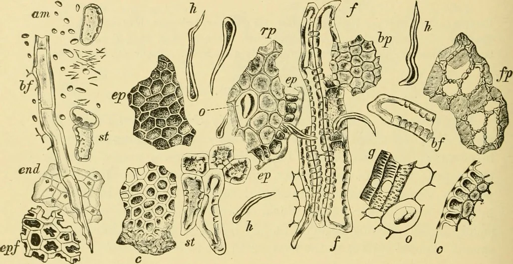 An illustration from The microscopy of vegetable foods, with special reference to the detection of adulteration and the diagnosis of mixtures, 1916, leaf 611