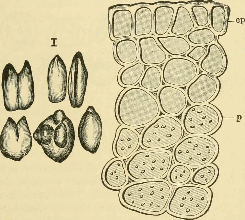 An illustration from The microscopy of vegetable foods, 1906, leaf 72