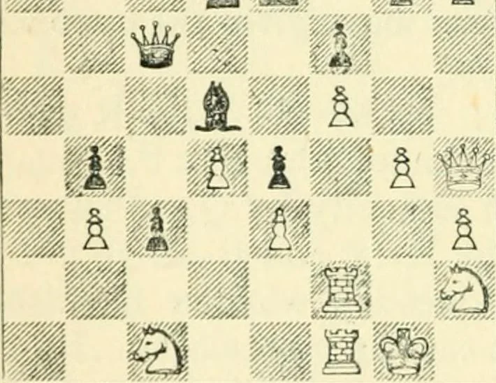 An illustration from The middle game in chess, 1922, leaf 119