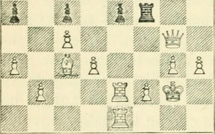 An illustration from The middle game in chess, 1922, leaf 129