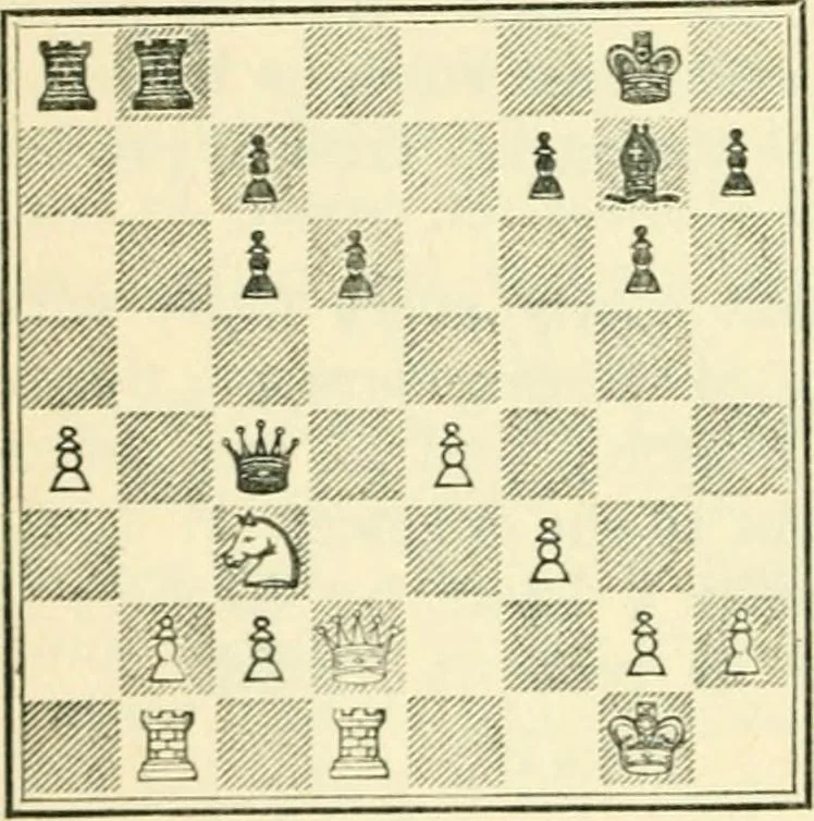 An illustration from The middle game in chess, 1922, leaf 145