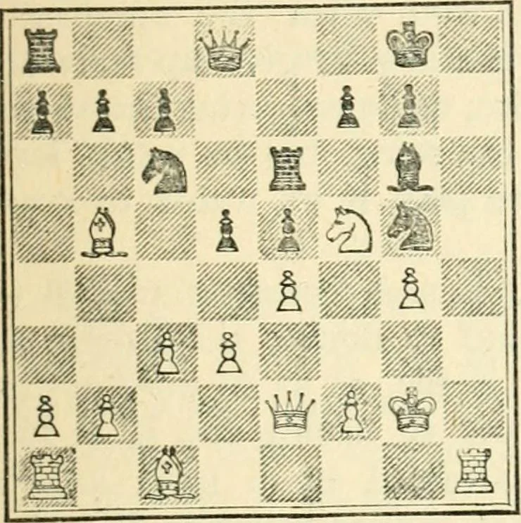 An illustration from The middle game in chess, 1922, leaf 152