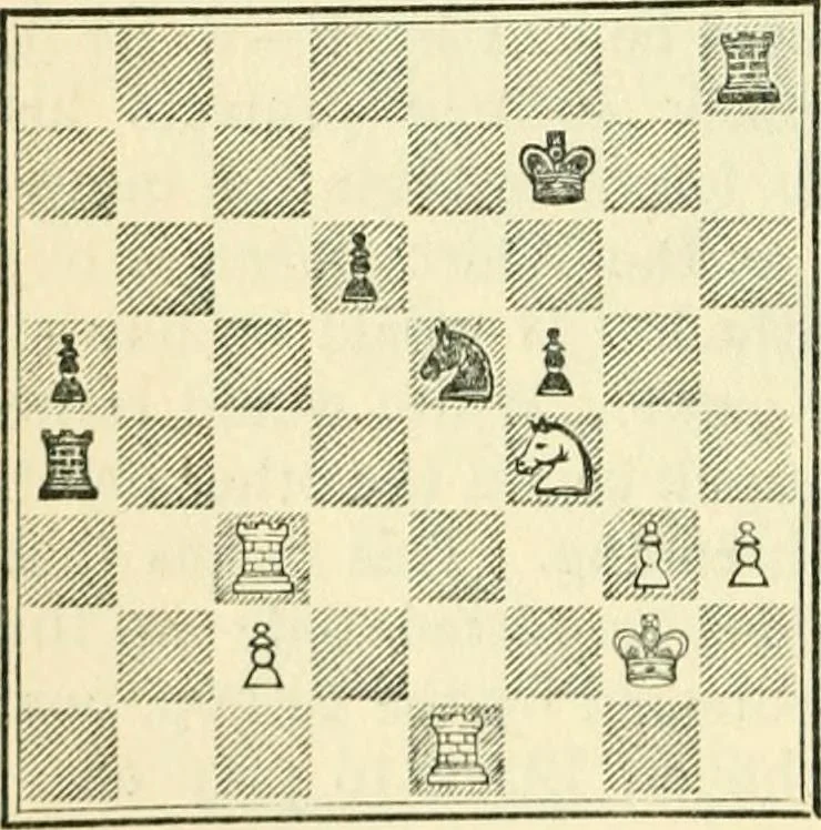 An illustration from The middle game in chess, 1922, leaf 163