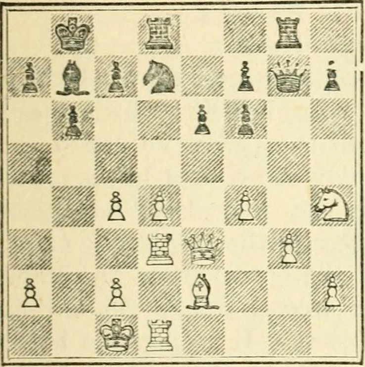 An illustration from The middle game in chess, 1922, leaf 168