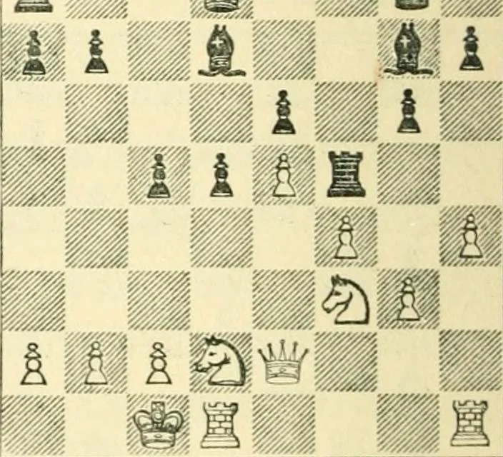 An illustration from The middle game in chess, 1922, leaf 219