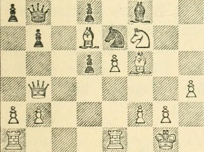 An illustration from The middle game in chess, 1922, leaf 224