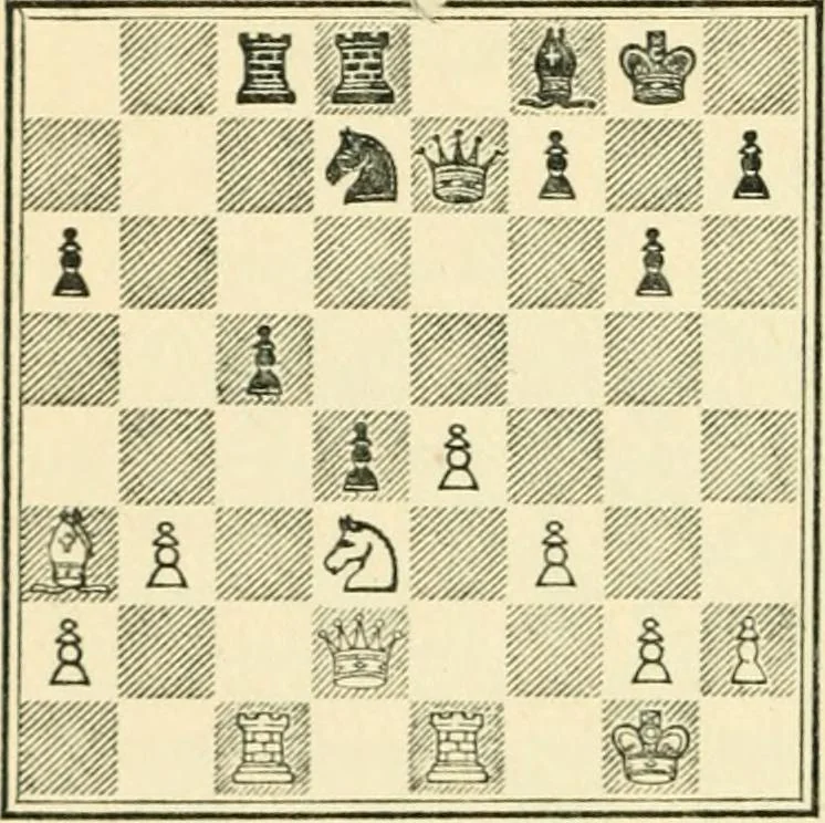 An illustration from The middle game in chess, 1922, leaf 229