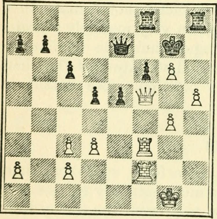 An illustration from The middle game in chess, 1922, leaf 71