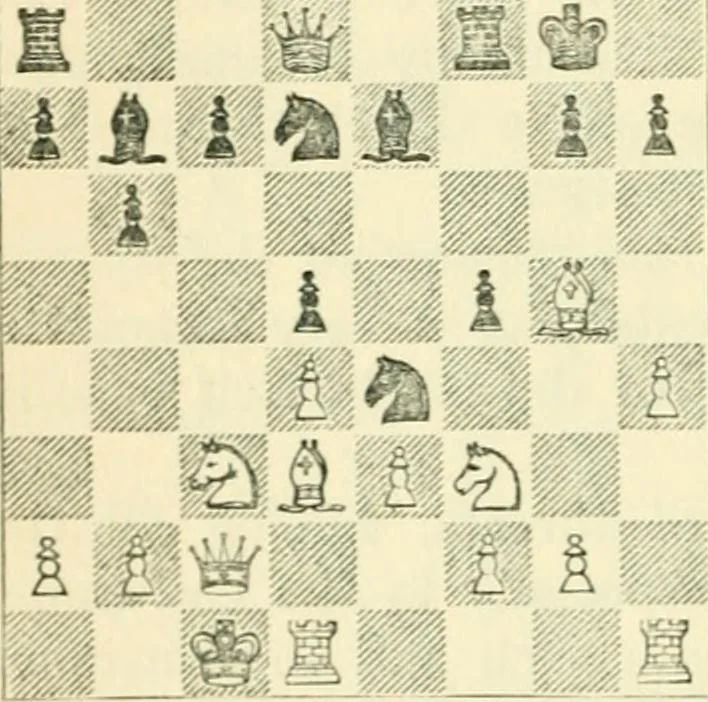 An illustration from The middle game in chess, 1922, leaf 73