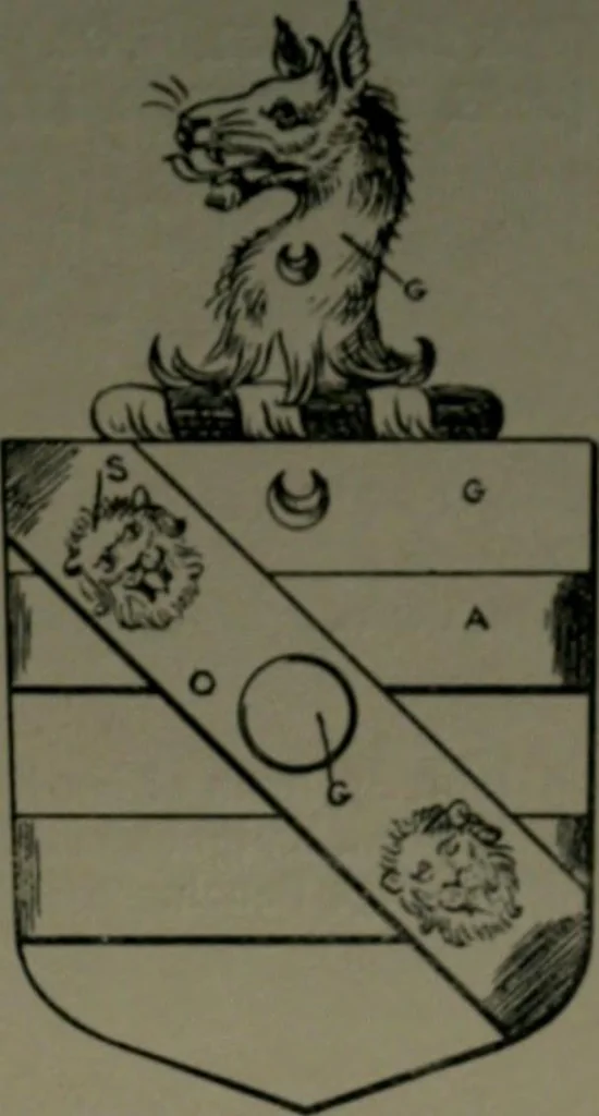 An illustration from Middlesex pedigrees, as collected by Richard Mundy in Harleian ms. no. 1551, 1914, leaf 102