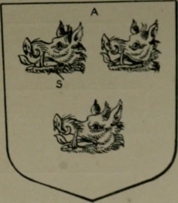 An illustration from Middlesex pedigrees, as collected by Richard Mundy in Harleian ms. no. 1551, 1914, leaf 102