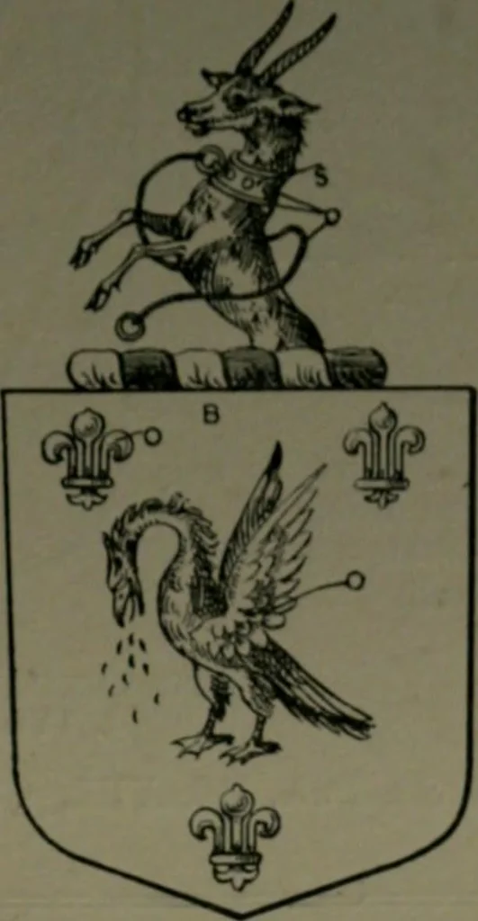 An illustration from Middlesex pedigrees, as collected by Richard Mundy in Harleian ms. no. 1551, 1914, leaf 106