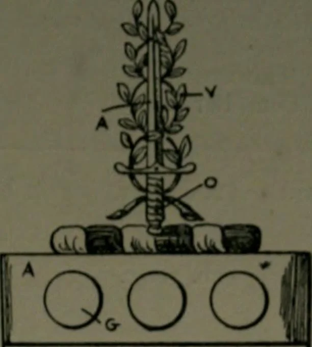 An illustration from Middlesex pedigrees, as collected by Richard Mundy in Harleian ms. no. 1551, 1914, leaf 114