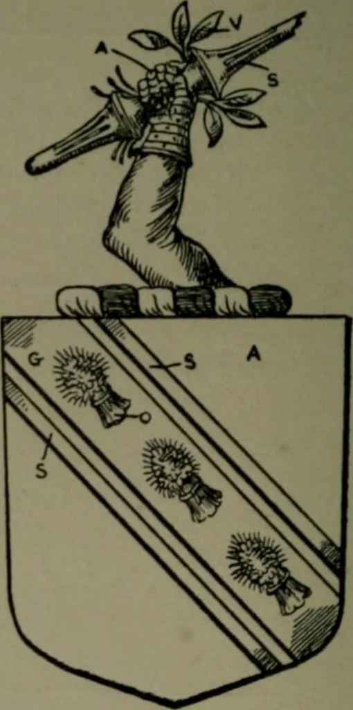 An illustration from Middlesex pedigrees, as collected by Richard Mundy in Harleian ms. no. 1551, 1914, leaf 115