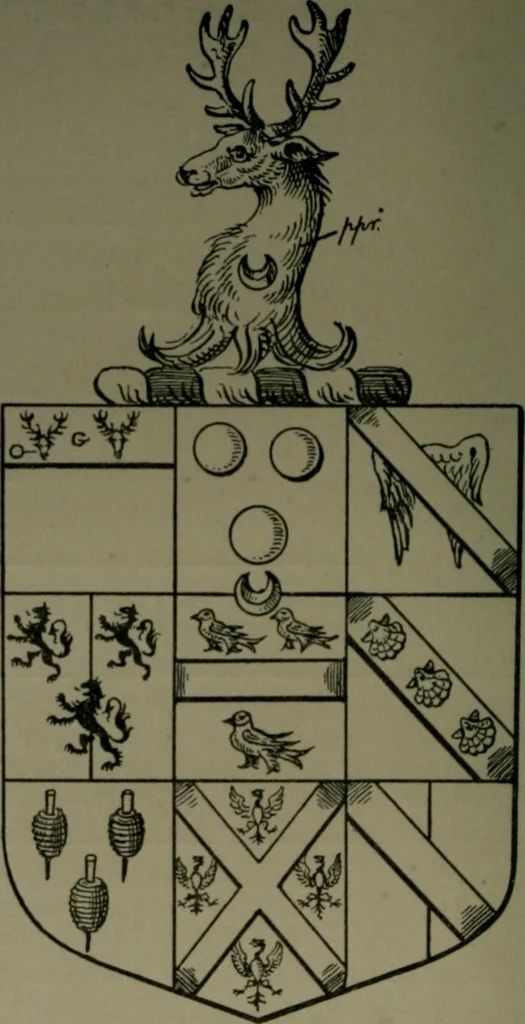 An illustration from Middlesex pedigrees, as collected by Richard Mundy in Harleian ms. no. 1551, 1914, leaf 119