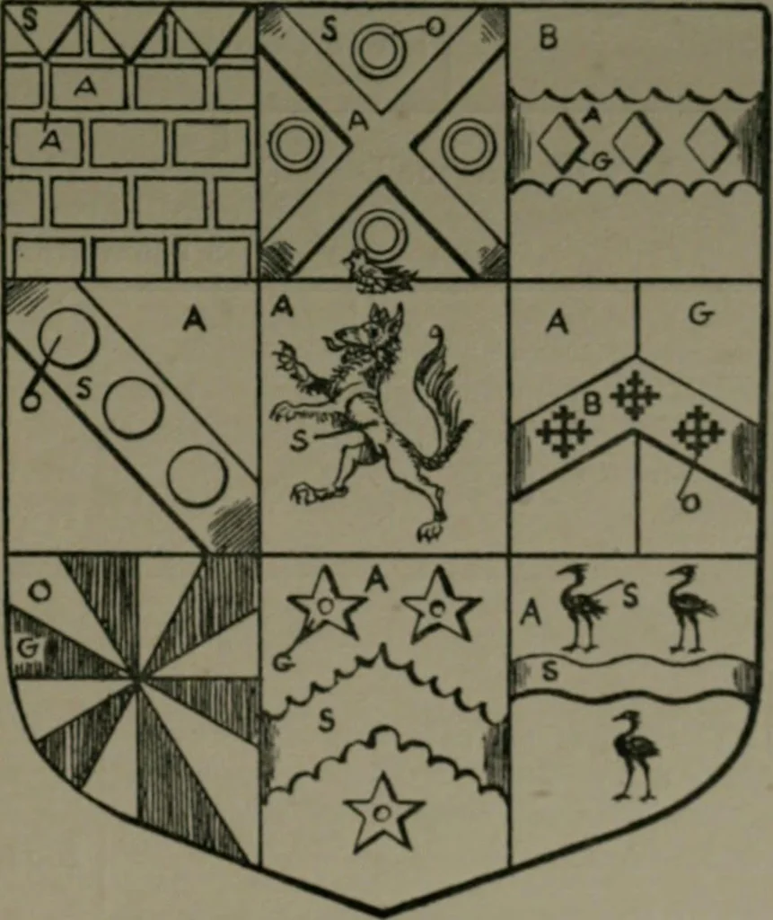 An illustration from Middlesex pedigrees, as collected by Richard Mundy in Harleian ms. no. 1551, 1914, leaf 122