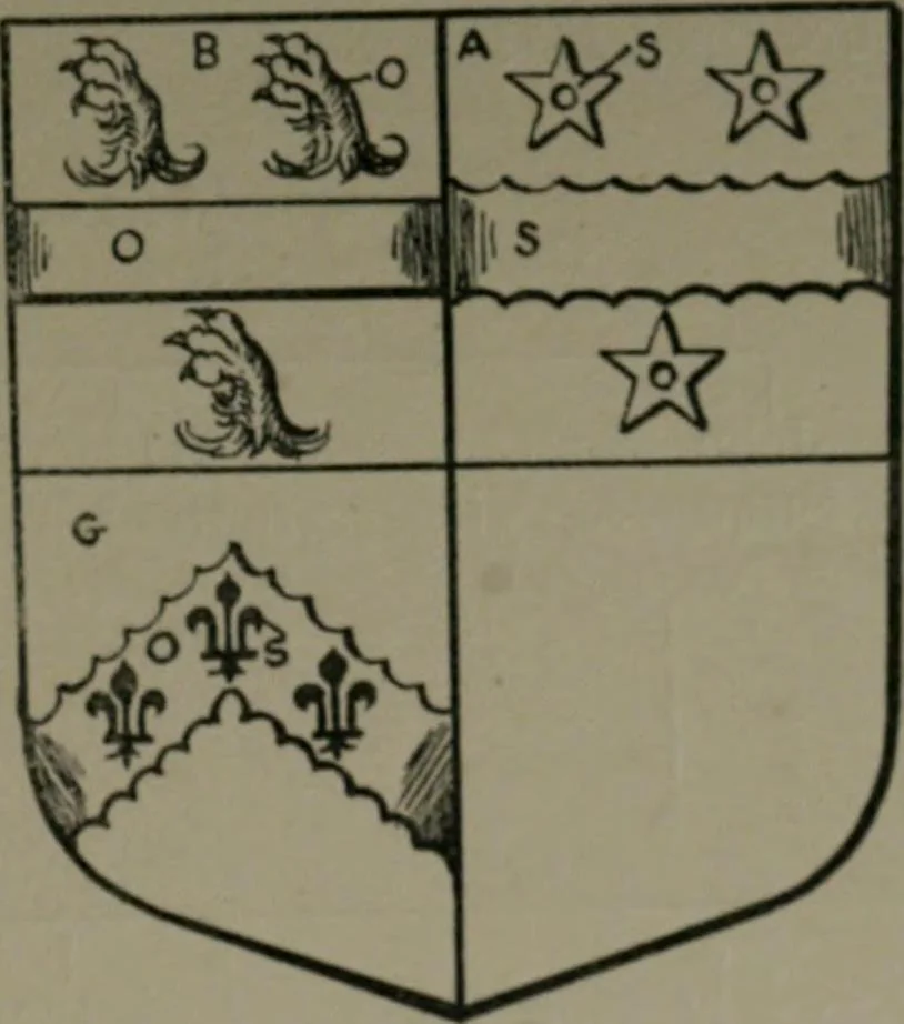 An illustration from Middlesex pedigrees, as collected by Richard Mundy in Harleian ms. no. 1551, 1914, leaf 132