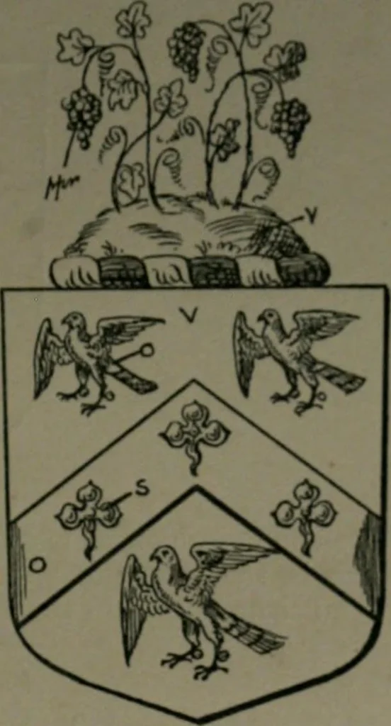 An illustration from Middlesex pedigrees, as collected by Richard Mundy in Harleian ms. no. 1551, 1914, leaf 138