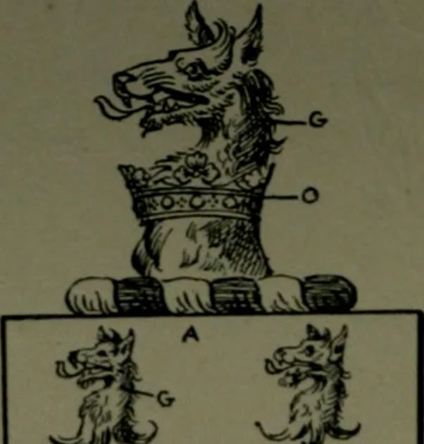 An illustration from Middlesex pedigrees, as collected by Richard Mundy in Harleian ms. no. 1551, 1914, leaf 139