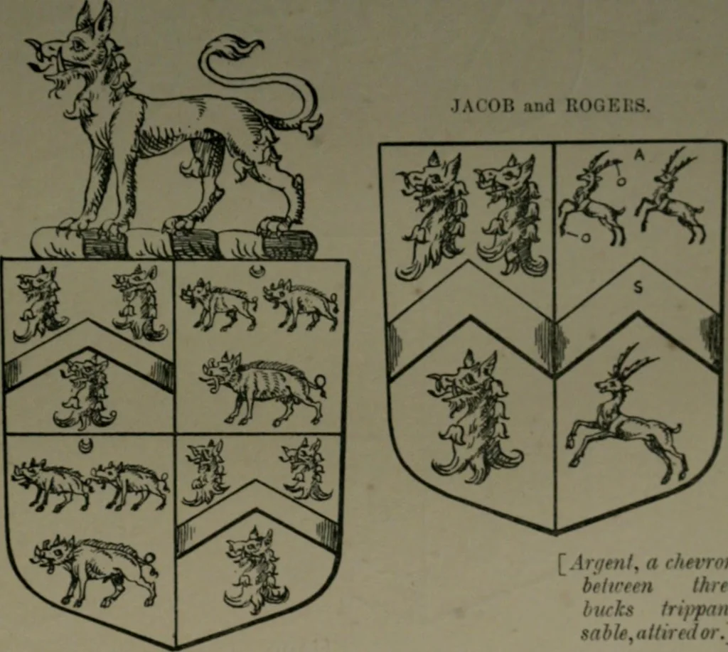 An illustration from Middlesex pedigrees, as collected by Richard Mundy in Harleian ms. no. 1551, 1914, leaf 142