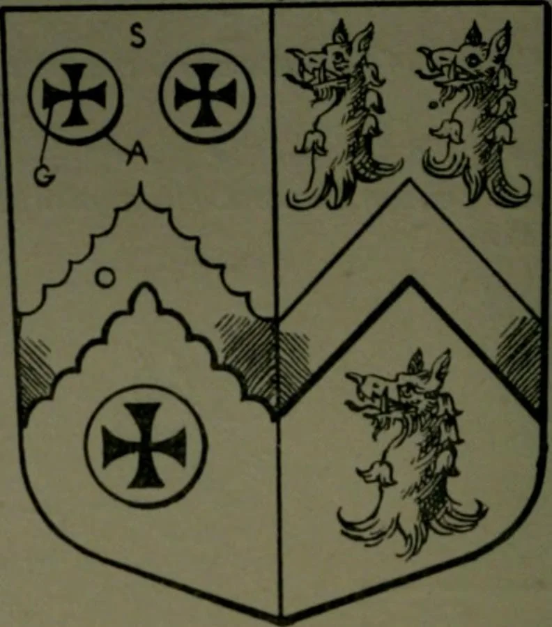 An illustration from Middlesex pedigrees, as collected by Richard Mundy in Harleian ms. no. 1551, 1914, leaf 143