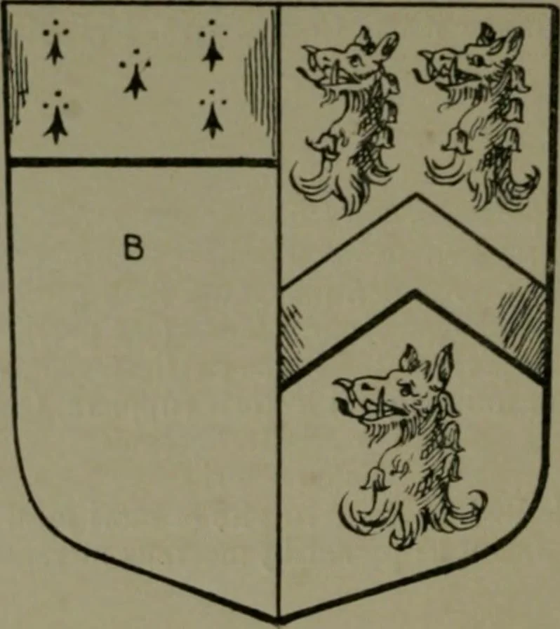 An illustration from Middlesex pedigrees, as collected by Richard Mundy in Harleian ms. no. 1551, 1914, leaf 143