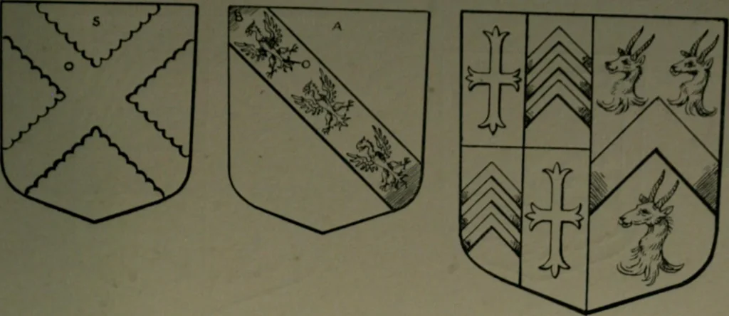 An illustration from Middlesex pedigrees, as collected by Richard Mundy in Harleian ms. no. 1551, 1914, leaf 146