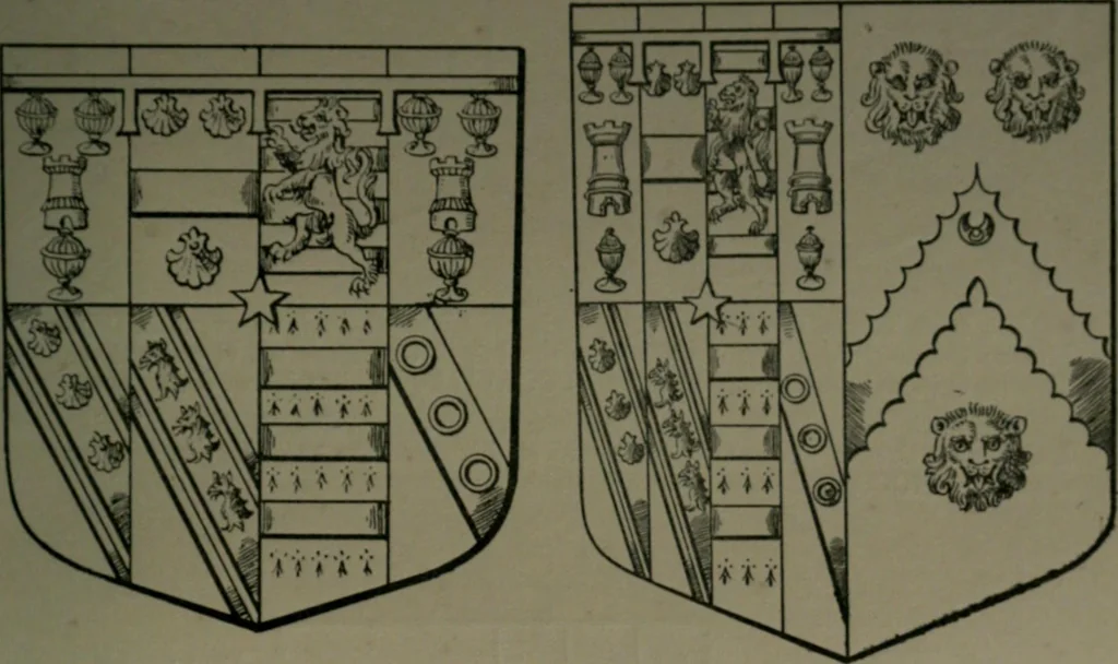 An illustration from Middlesex pedigrees, as collected by Richard Mundy in Harleian ms. no. 1551, 1914, leaf 148