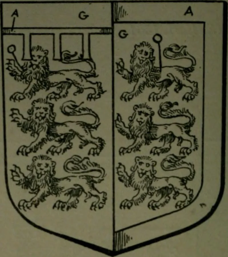 An illustration from Middlesex pedigrees, as collected by Richard Mundy in Harleian ms. no. 1551, 1914, leaf 149