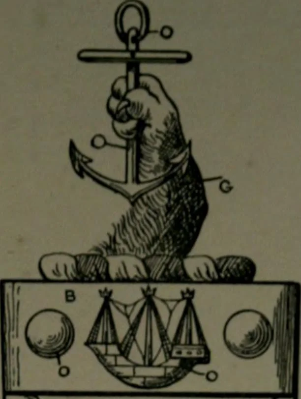 An illustration from Middlesex pedigrees, as collected by Richard Mundy in Harleian ms. no. 1551, 1914, leaf 152