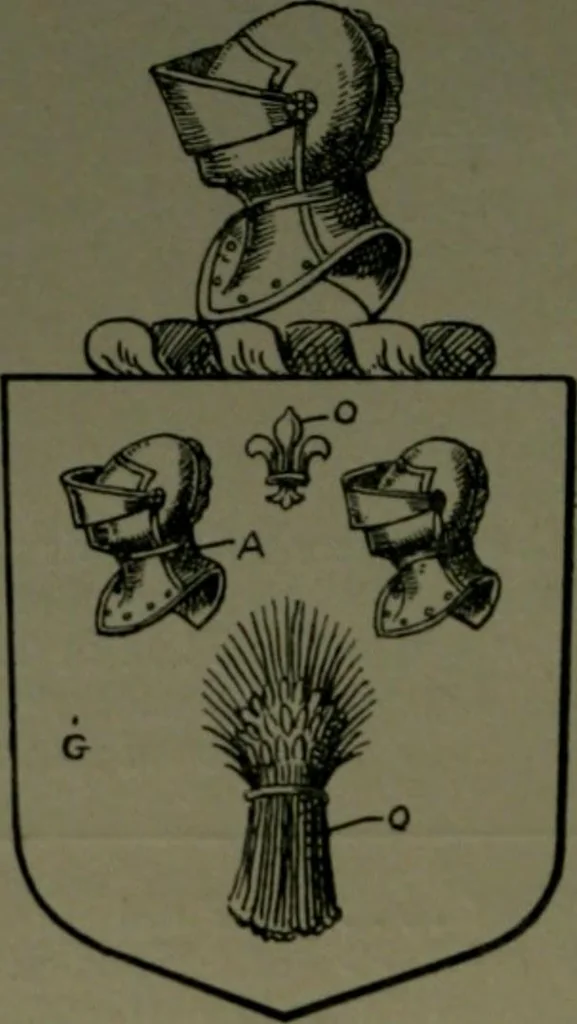 An illustration from Middlesex pedigrees, as collected by Richard Mundy in Harleian ms. no. 1551, 1914, leaf 155