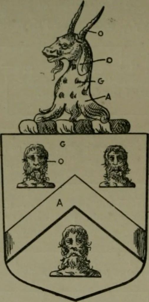 An illustration from Middlesex pedigrees, as collected by Richard Mundy in Harleian ms. no. 1551, 1914, leaf 157