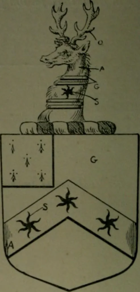 An illustration from Middlesex pedigrees, as collected by Richard Mundy in Harleian ms. no. 1551, 1914, leaf 165