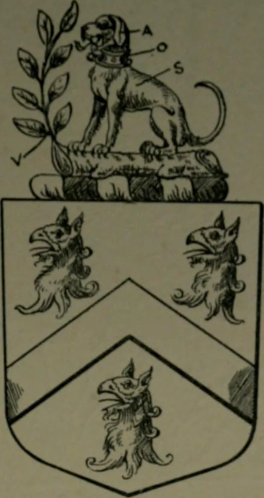 An illustration from Middlesex pedigrees, as collected by Richard Mundy in Harleian ms. no. 1551, 1914, leaf 182