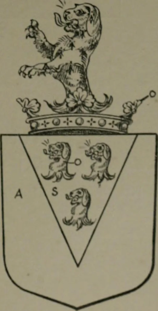 An illustration from Middlesex pedigrees, as collected by Richard Mundy in Harleian ms. no. 1551, 1914, leaf 190