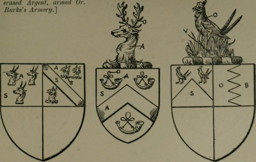An illustration from Middlesex pedigrees, as collected by Richard Mundy in Harleian ms. no. 1551, 1914, leaf 196