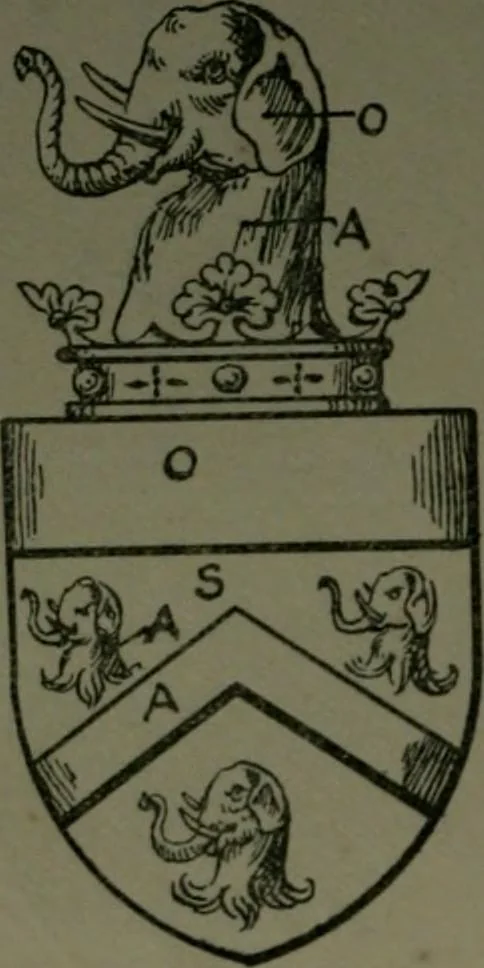 An illustration from Middlesex pedigrees, as collected by Richard Mundy in Harleian ms. no. 1551, 1914, leaf 197