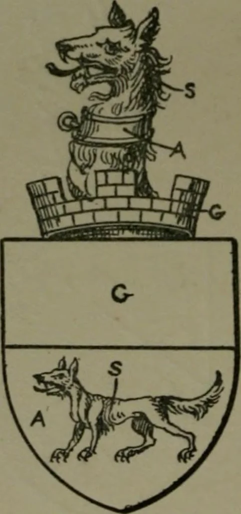 An illustration from Middlesex pedigrees, as collected by Richard Mundy in Harleian ms. no. 1551, 1914, leaf 197