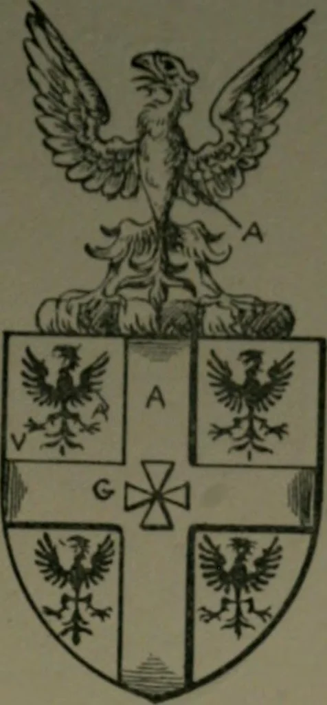 An illustration from Middlesex pedigrees, as collected by Richard Mundy in Harleian ms. no. 1551, 1914, leaf 198