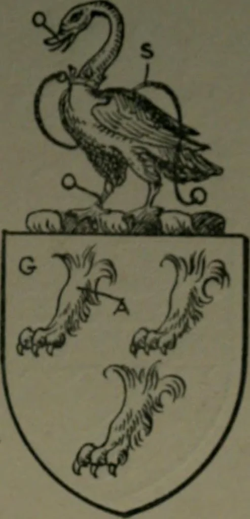 An illustration from Middlesex pedigrees, as collected by Richard Mundy in Harleian ms. no. 1551, 1914, leaf 198