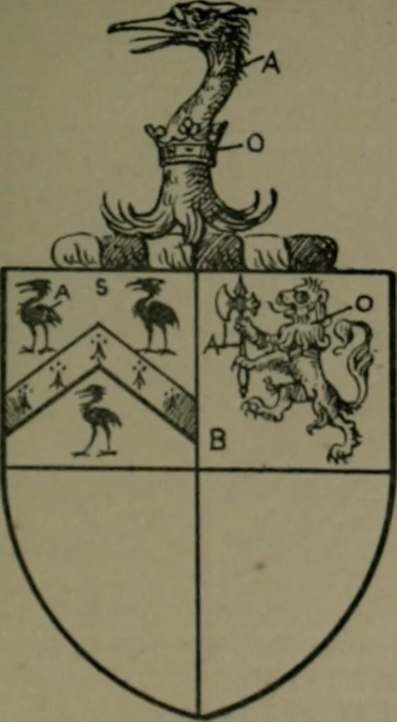 An illustration from Middlesex pedigrees, as collected by Richard Mundy in Harleian ms. no. 1551, 1914, leaf 198