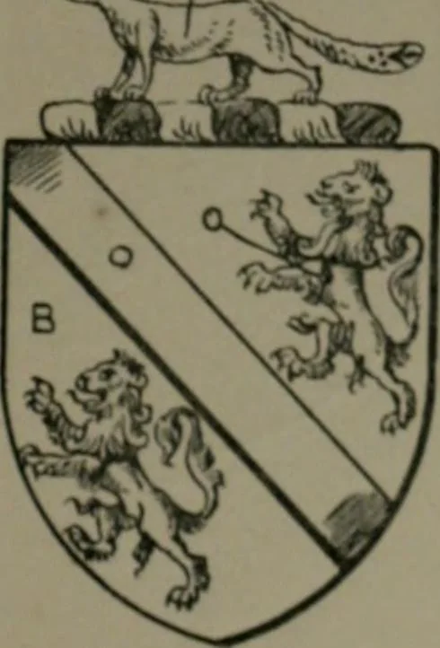 An illustration from Middlesex pedigrees, as collected by Richard Mundy in Harleian ms. no. 1551, 1914, leaf 198