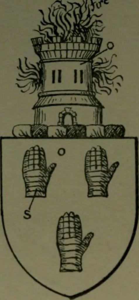 An illustration from Middlesex pedigrees, as collected by Richard Mundy in Harleian ms. no. 1551, 1914, leaf 199