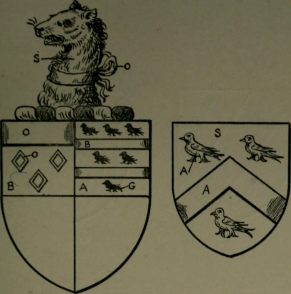 An illustration from Middlesex pedigrees, as collected by Richard Mundy in Harleian ms. no. 1551, 1914, leaf 200