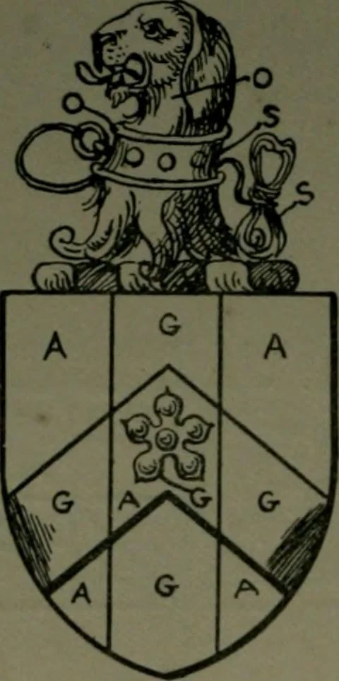 An illustration from Middlesex pedigrees, as collected by Richard Mundy in Harleian ms. no. 1551, 1914, leaf 201