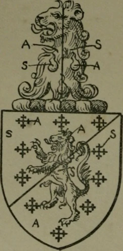 An illustration from Middlesex pedigrees, as collected by Richard Mundy in Harleian ms. no. 1551, 1914, leaf 201