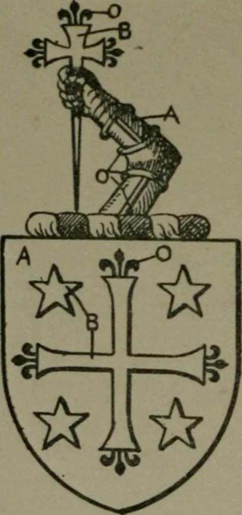 An illustration from Middlesex pedigrees, as collected by Richard Mundy in Harleian ms. no. 1551, 1914, leaf 201