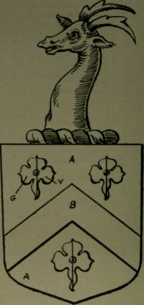 An illustration from Middlesex pedigrees, as collected by Richard Mundy in Harleian ms. no. 1551, 1914, leaf 23